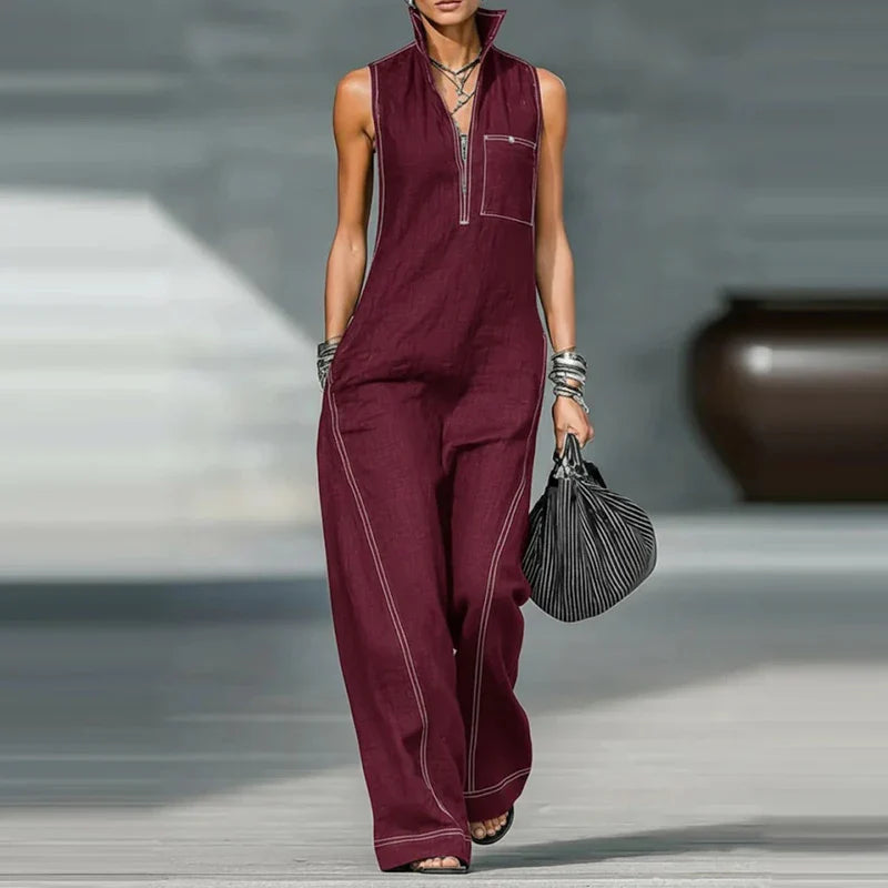 Brenda Ärmelloser Jumpsuit mit weitem Schnitt