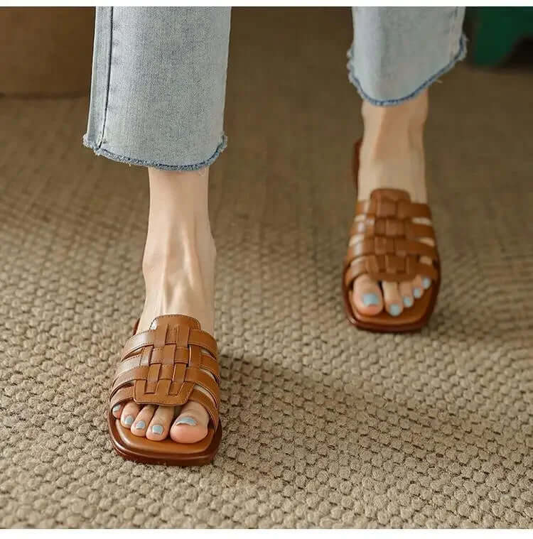 Rory Komfort Leder Flache Sandalen