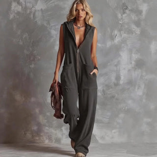Connie V-Neck Hooded Jumpsuit