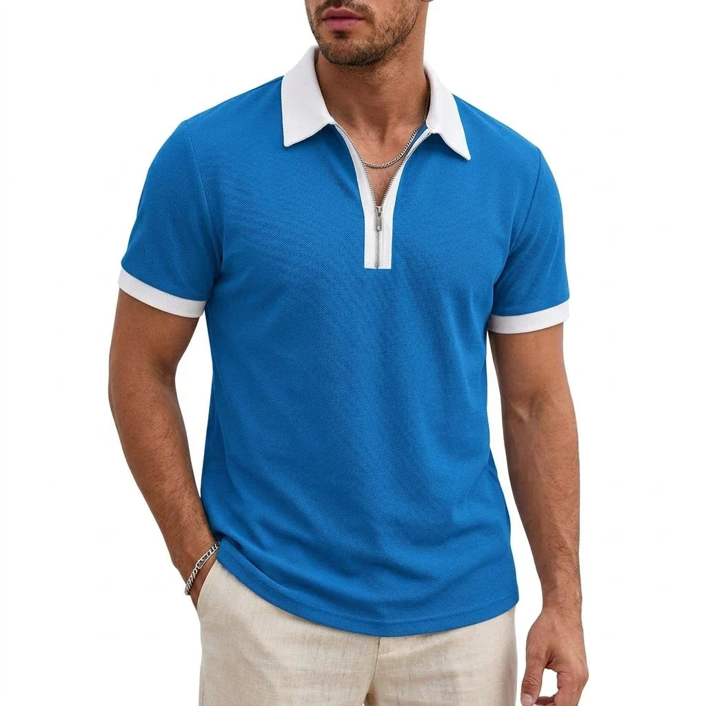 David Atmungsaktives Polo-Shirt mit Reißverschluss