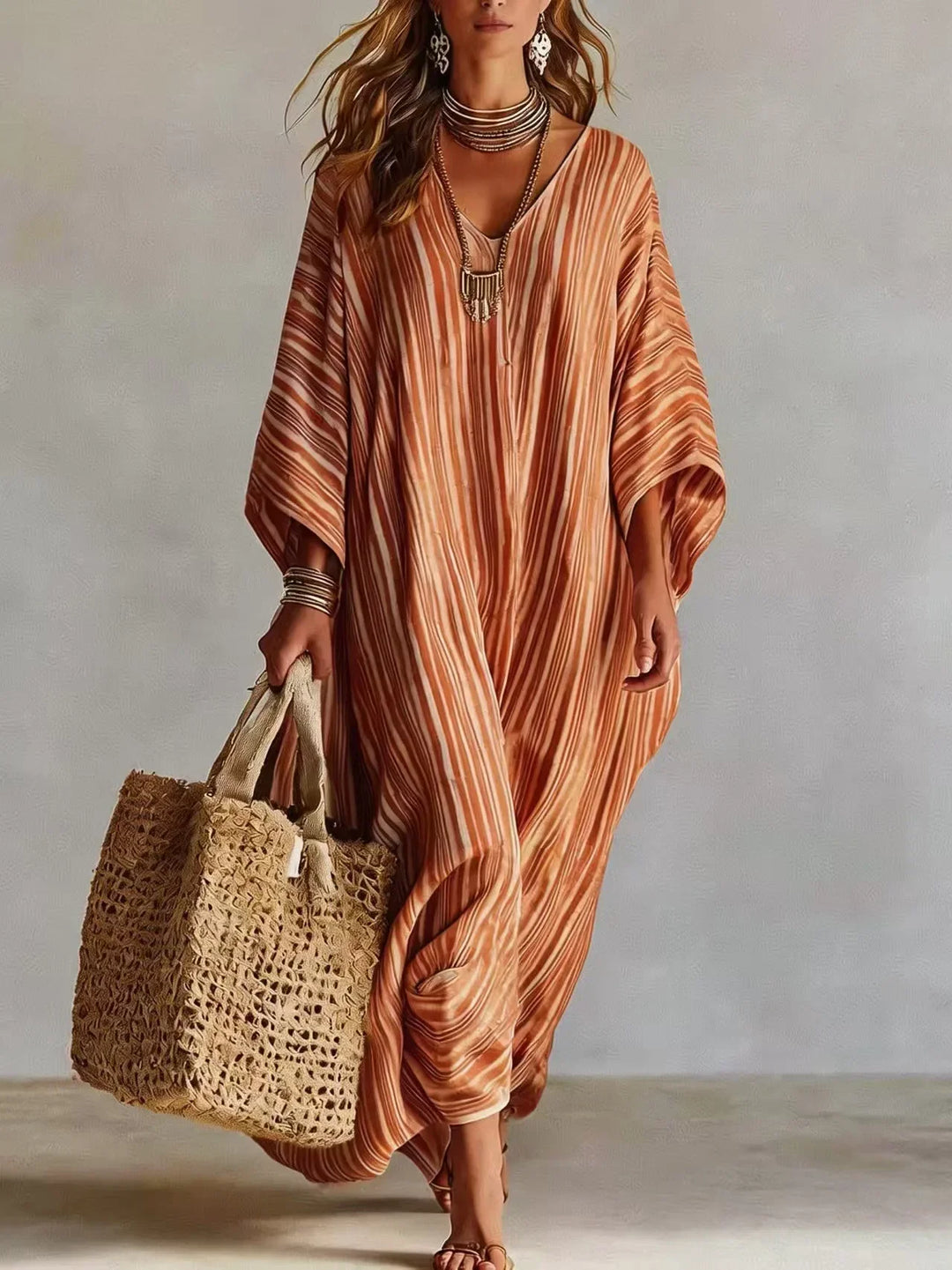 Gestreiftes Leinen-Sommerkleid von Monica