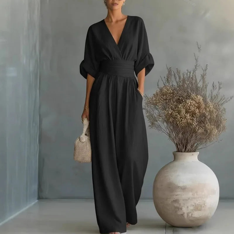 Helena V-Neck Summer Jumpsuit