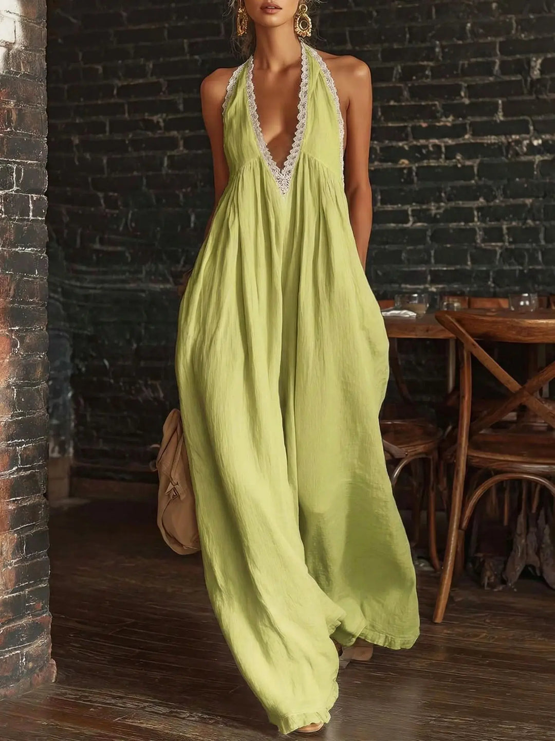 Maxikleid mit Spitzenbesatz von Helena