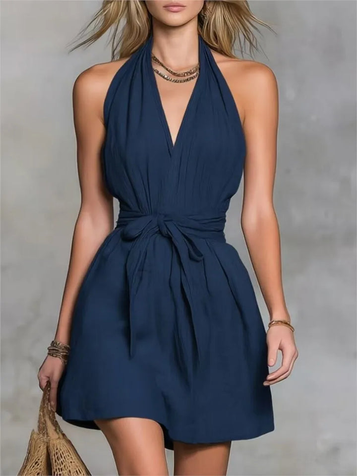 Katherine Halter Mini Dress with Drawstring