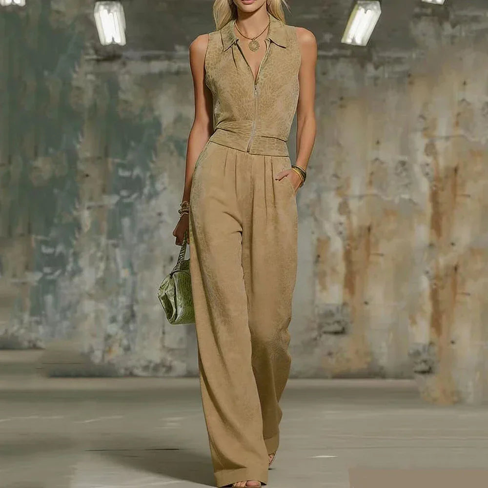 Darla Strukturierter Jumpsuit mit Weitbeinen