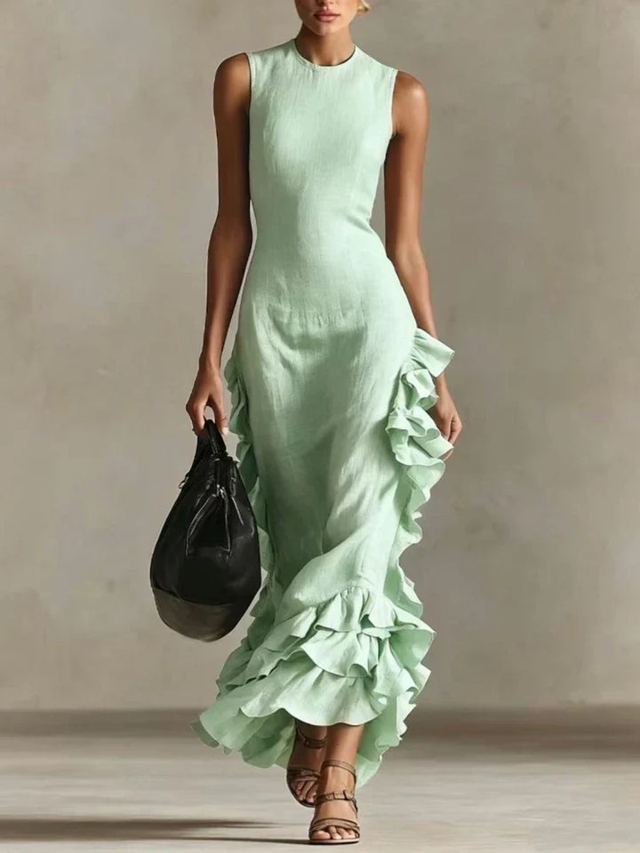 Vionara Ruffled Hem Midi Dress