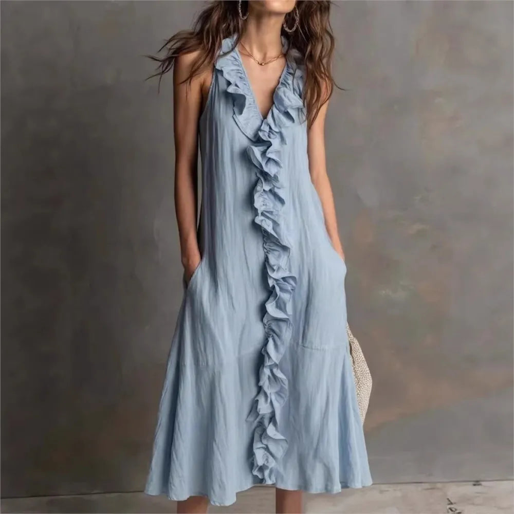 Evelyn Rüschensaum Midi Dress