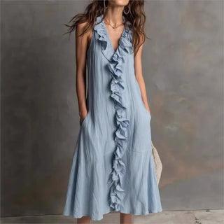 Evelyn Rüschensaum Midi Dress