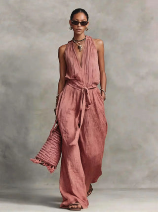 Zephira Front Tie Wide-Leg Jumpsuit