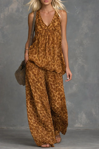 Zelira V-Ausschnitt Leopardenmuster-Set