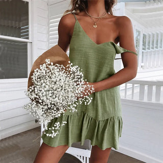Liora Linen Ruffled Summer Dress