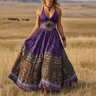 Calisara Bedrucktes Maxi-Kleid mit Empire-Taillierung