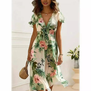 Scarlett Midi Kleid mit fließendem Blumenmuster