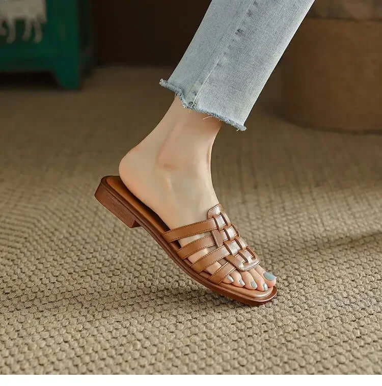 Rory Komfort Leder Flache Sandalen