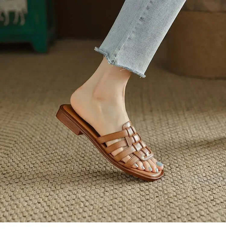 Rory Komfort Leder Flache Sandalen