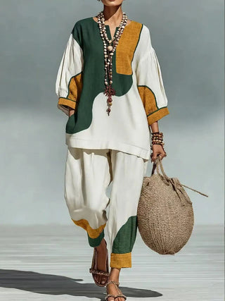 Solira Relaxed Lantern Sleeve Jumpsuit Set