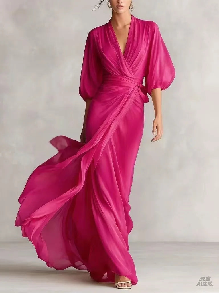 Vanessa V-Neck Chiffon Dress