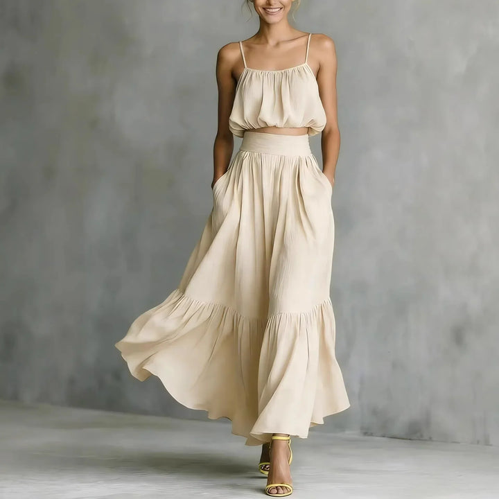 Adriana Flowing Crop Top and Skirt Set