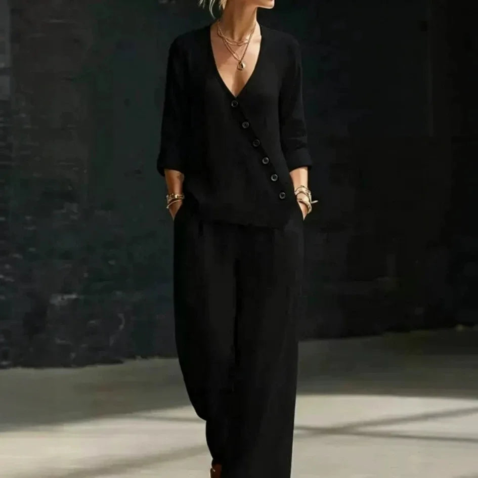 Amberline Relaxed Wide-Leg Pants Set