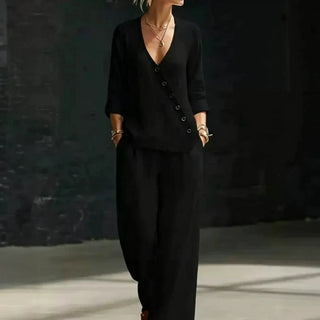 Amberline Relaxed Wide-Leg Pants Set