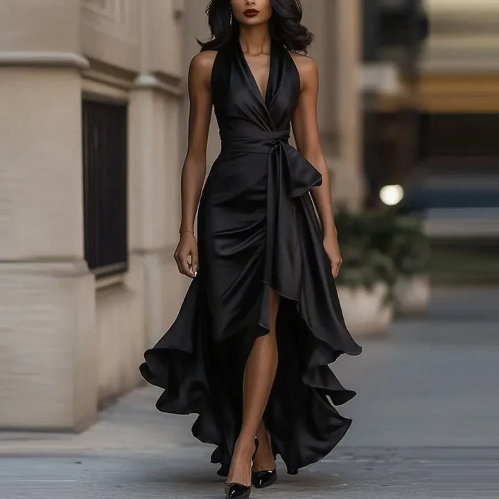 Ariella Satin Halter Maxi Dress