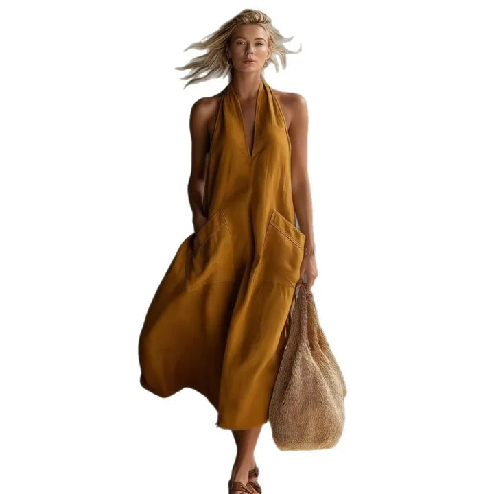 Greta Linen Halter Maxi Dress