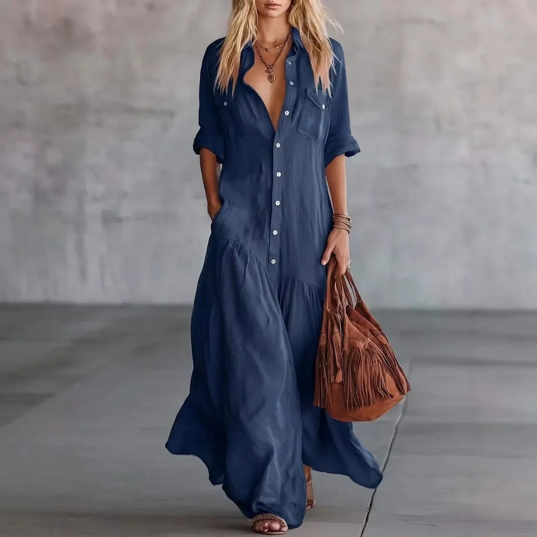 Misha Lockere Gestufte Maxi-Kleid