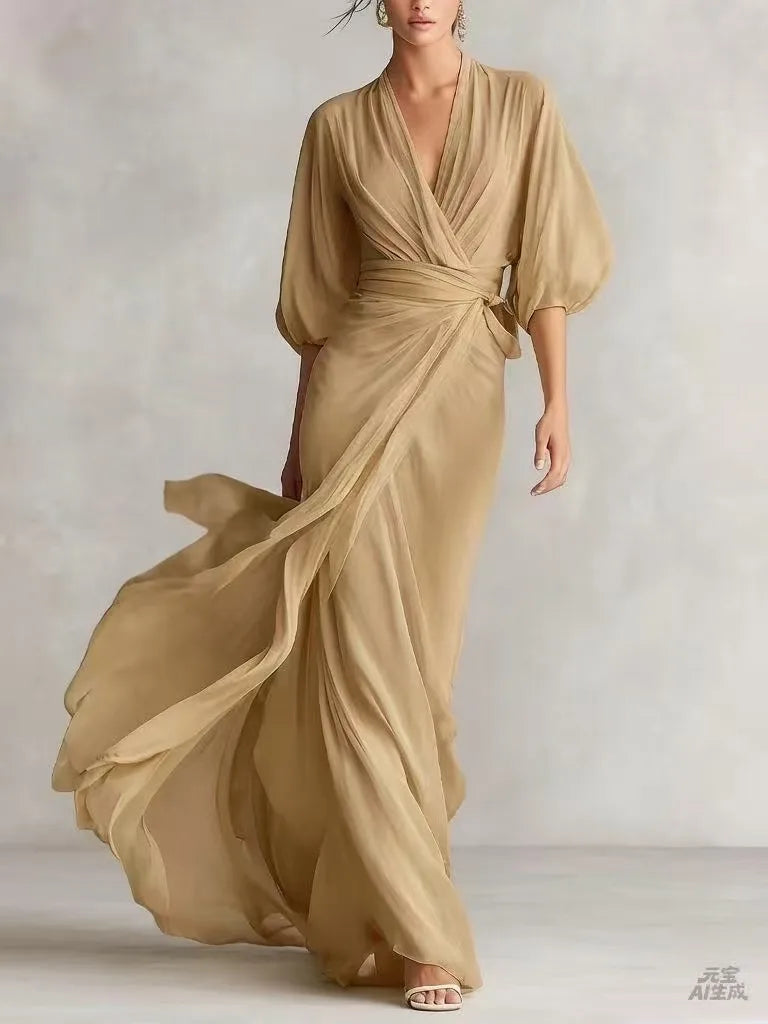 Vanessa V-Neck Chiffon Dress