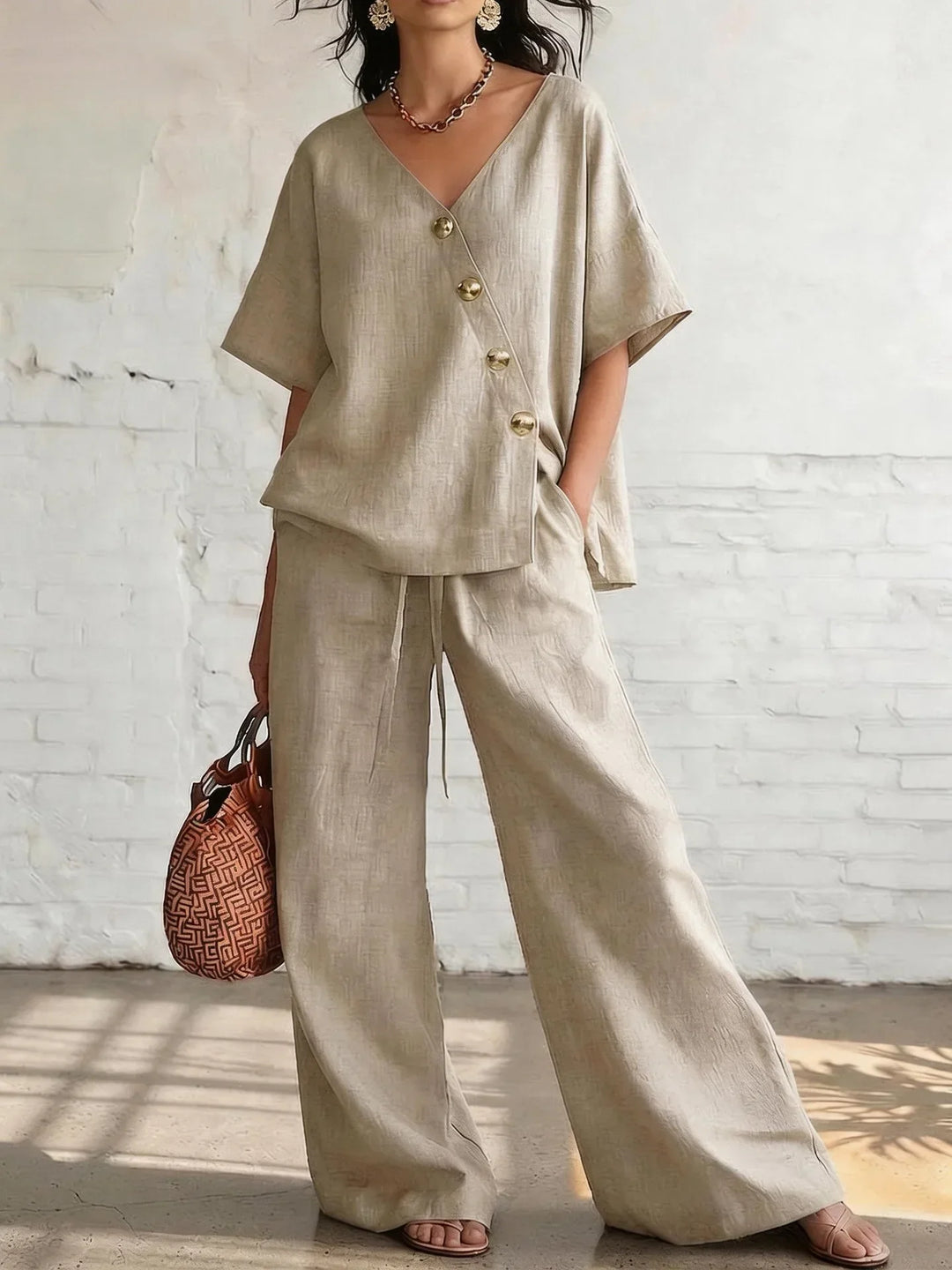 Veronica Bequemes Weites Hosen-Set