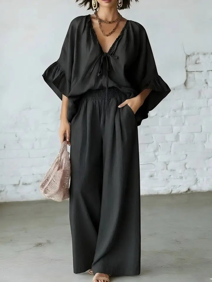 Lila Eleganter Jumpsuit mit weitem Bein