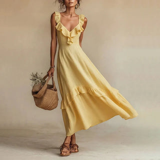 Zarina Maxi-Kleid mit Fließendem Rüschendesign