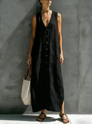 Finley Langärmliges Leinen Sommerkleid