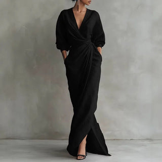 Kylie V-Neck Wrap Waist Maxi Dress
