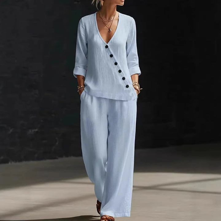 Amberline Relaxed Wide-Leg Pants Set