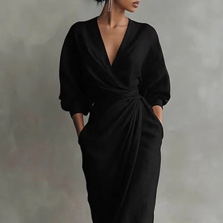 Kylie V-Neck Wrap Waist Maxi Dress