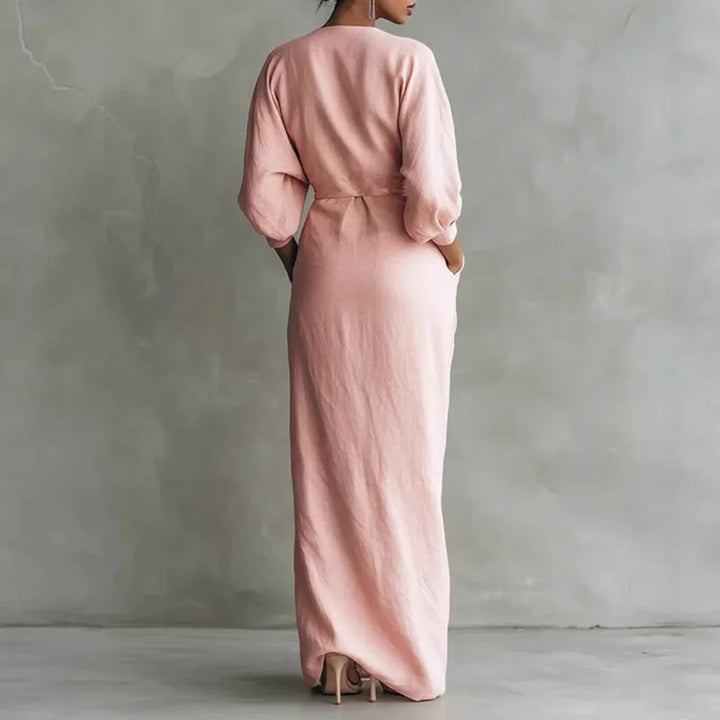 Kylie V-Neck Wrap Waist Maxi Dress