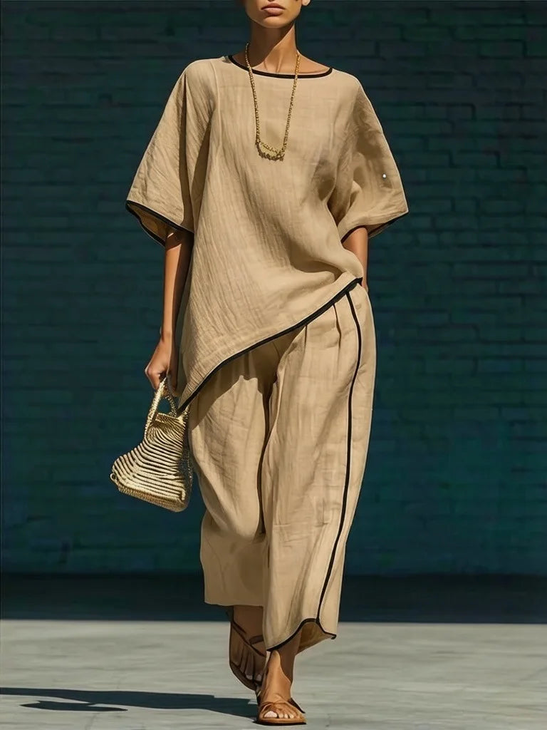 Cecelia Linen Cropped Pants Ensemble
