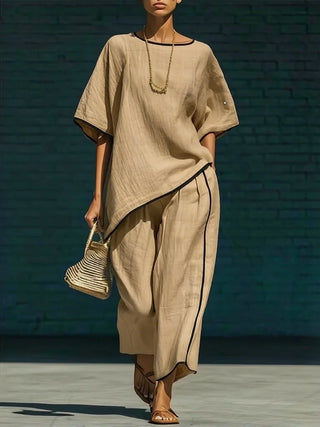 Cecelia Linen Cropped Pants Ensemble