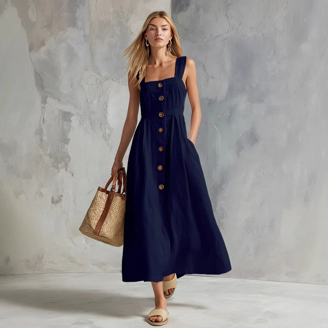 Thalassa Linen Button Maxi Dress