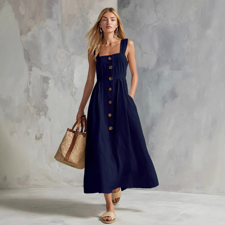 Thalassa Linen Button Maxi Dress
