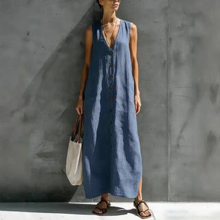 Finley Langärmliges Leinen Sommerkleid