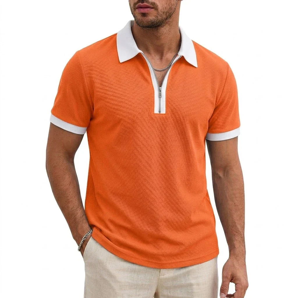 David Atmungsaktives Polo-Shirt mit Reißverschluss