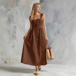 Thalassa Linen Button Maxi Dress