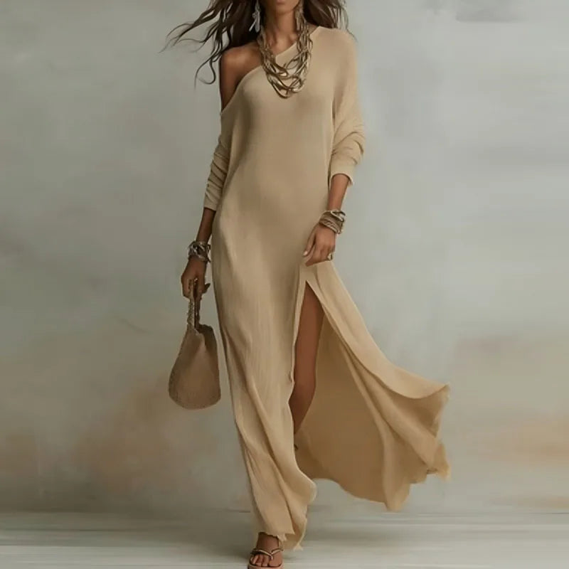Elenora One-Shoulder Knit Dress