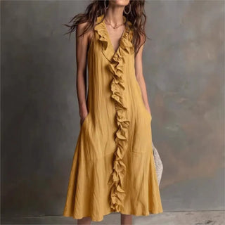 Evelyn Rüschensaum Midi Dress