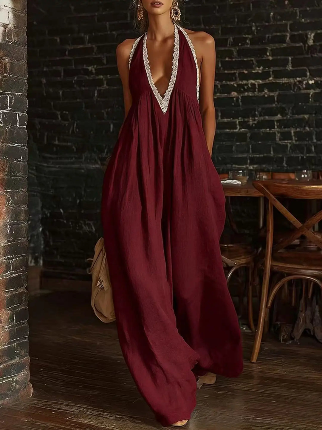 Maxikleid mit Spitzenbesatz von Helena