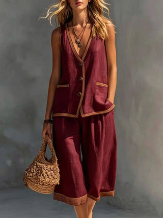 Thalina Atmungsaktives Capri-Hosen-Set für Damen