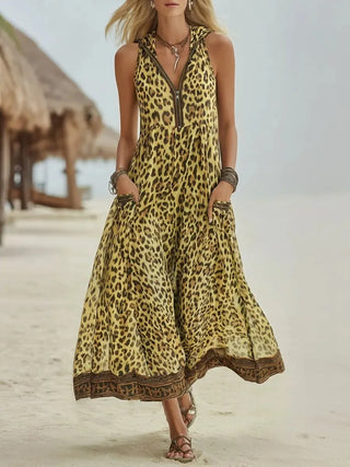 Amanda Flowing Leopard Print Maxi Dress