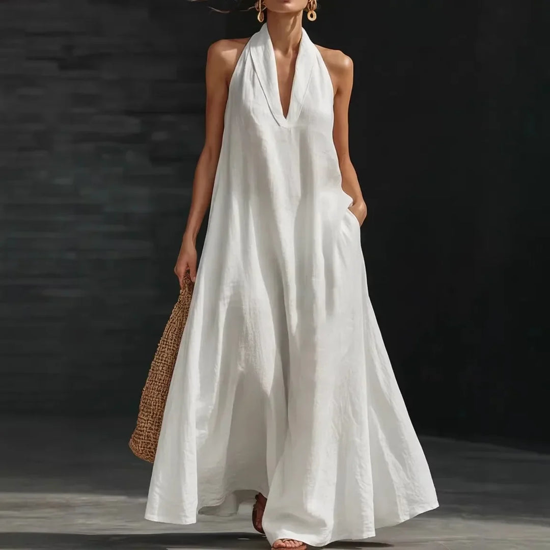 Darlene Fließendes Leinen Maxi-Kleid