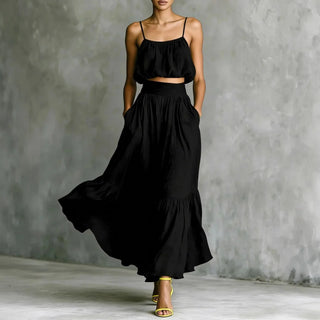 Adriana Flowing Crop Top and Skirt Set